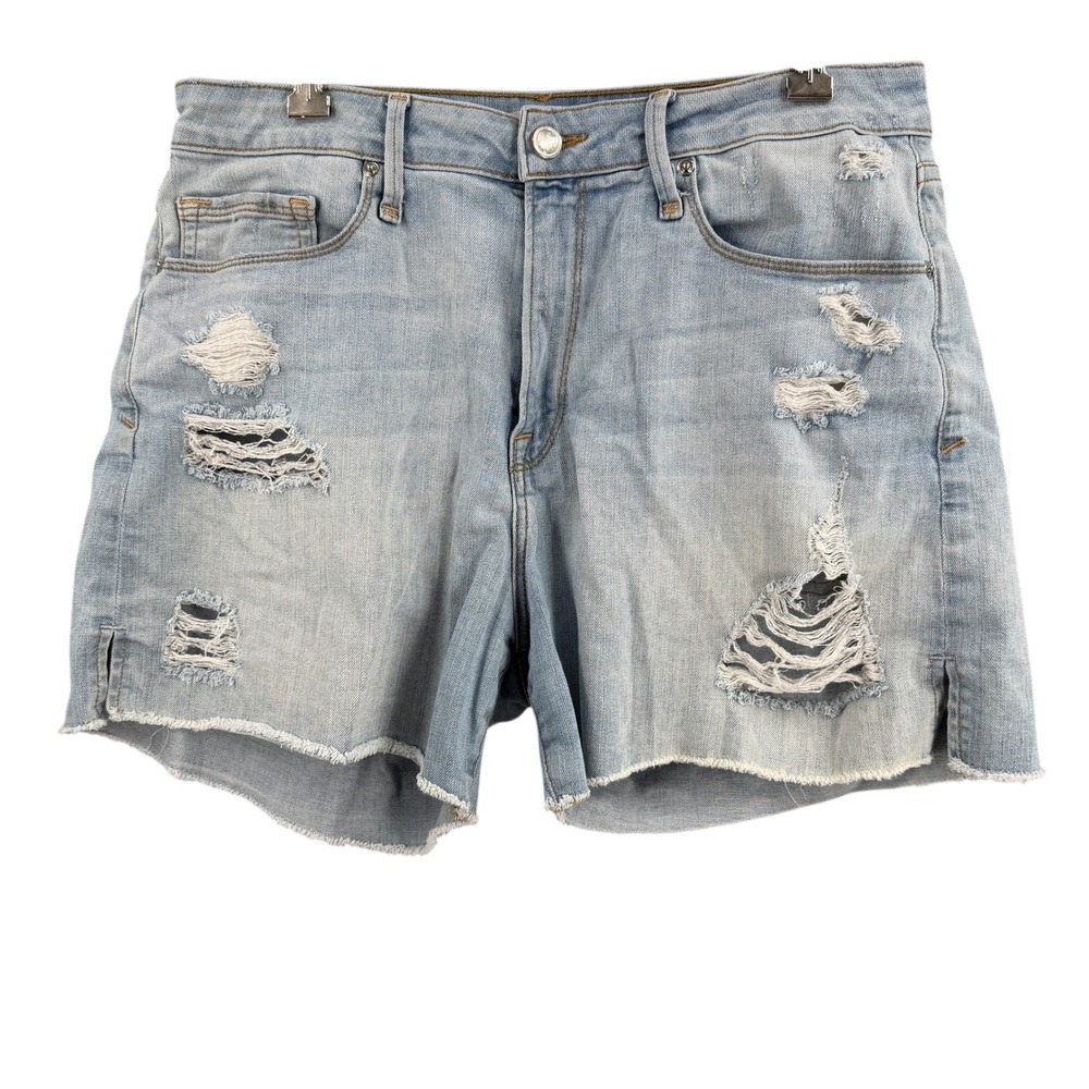 Good American Denim Shorts Womens Size 10/30 Blue Distressed Cut Off High Rise